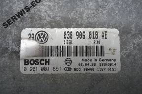 038906018AE 0281001851 БЛОК УПРАВЛЕНИЯ VW GOLF ИММОБИЛАЙЗЕР OFF