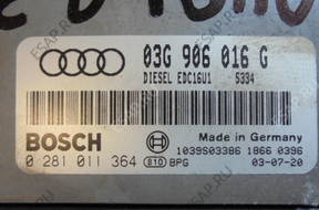 AUDI A3 8P 2.0 TDI БЛОК УПРАВЛЕНИЯ 03G906016G 0281011364