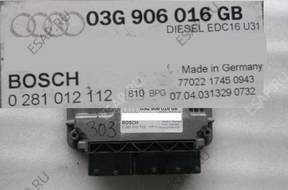 AUDI A6 2.0TDI 03g906016gb 0281012112  +PIN _303