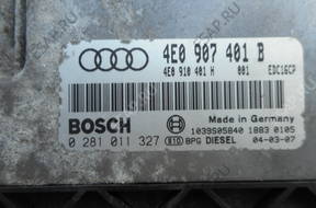 AUDI A8 3,90 TDI БЛОК УПРАВЛЕНИЯ  0281011327 4E0907401B