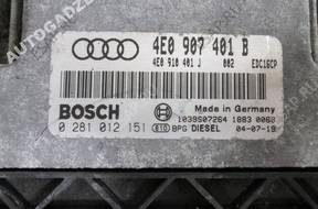 AUDI A8 D3 3.0 TDI БЛОК УПРАВЛЕНИЯ ДВИГАТЕЛЕМ 4E0907401B