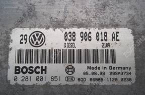БЛОК УПРАВЛЕНИЯ 0281001851 VW GOLF IV 1.9 TDI 038906018AE