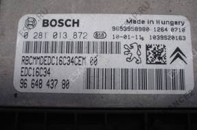 БЛОК УПРАВЛЕНИЯ 0281013872 КОМПЛЕКТ PEUGEOT 308 1.6 HDI
