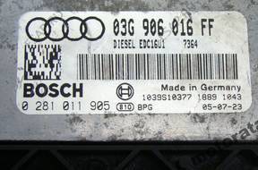 БЛОК УПРАВЛЕНИЯ AUDI A3 03G906016FF 0281011905 2.0TDI