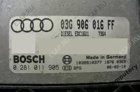 БЛОК УПРАВЛЕНИЯ AUDI A3 03g906016ff 0281011905 БЕЗ КОДА