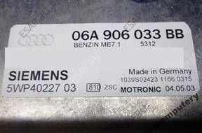 БЛОК УПРАВЛЕНИЯ AUDI A3 06a906033bb 5wp4022703 БЕЗ КОДА
