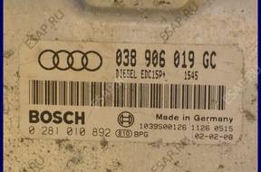 БЛОК УПРАВЛЕНИЯ AUDI A3 1.9 TDI 038906019GC 0281010892