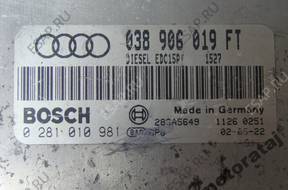 БЛОК УПРАВЛЕНИЯ  AUDI A3 1.9TDI  0281010981 038906019FT