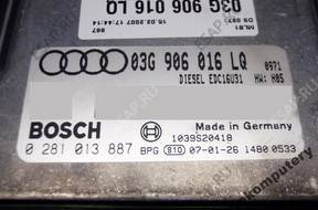 БЛОК УПРАВЛЕНИЯ AUDI A4 03g906016lq 0281013887 БЕЗ КОДА