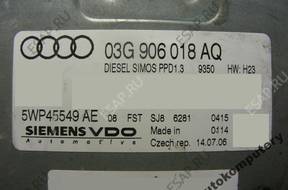 БЛОК УПРАВЛЕНИЯ AUDI A4 03g906018aq 5wp45549ae +PIN