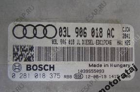 БЛОК УПРАВЛЕНИЯ  AUDI A4 2.0TDI 0281018375 03L906018AC