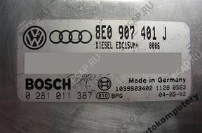 БЛОК УПРАВЛЕНИЯ AUDI A4 2.5TDI 8e0907401j 0281011387 +PIN