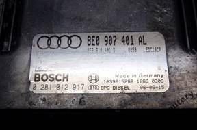 БЛОК УПРАВЛЕНИЯ AUDI A4 2.7TDI 8e0907401al 0281012917 PIN