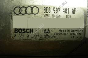 БЛОК УПРАВЛЕНИЯ AUDI A4 8e0907401af 0281012142 +PIN