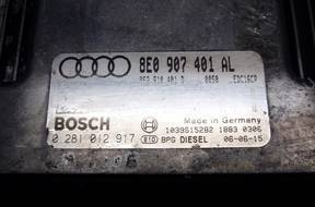 БЛОК УПРАВЛЕНИЯ AUDI A4 8e0907401al 0281012917