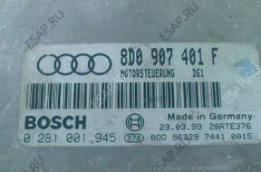 БЛОК УПРАВЛЕНИЯ AUDI A4 B5   ДВИГАТЕЛЕМ 8D0907401F