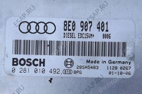 БЛОК УПРАВЛЕНИЯ AUDI A4 B6 2.5TDI 8E0907401 0281010492