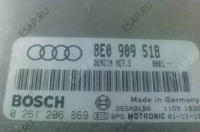 БЛОК УПРАВЛЕНИЯ AUDI A4 B6   ДВИГАТЕЛЕМ 8E0909518