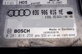 БЛОК УПРАВЛЕНИЯ AUDI A6 03g906016me 0281014258 БЕЗ КОДА