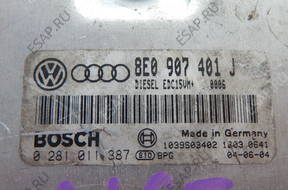 БЛОК УПРАВЛЕНИЯ AUDI A6 ECU 0281011387 8E0907401J