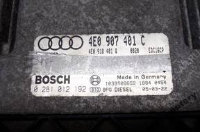 БЛОК УПРАВЛЕНИЯ AUDI A8 3.0TDI 4e0907401c 0281012192 +PIN