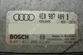 БЛОК УПРАВЛЕНИЯ AUDI A8 4.0TDI 4e0907409b 0281011099 +PIN