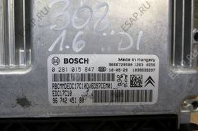 БЛОК УПРАВЛЕНИЯ BSI КОМПЛЕКТ PEUGEOT 308 1.6 HDI 0281015847