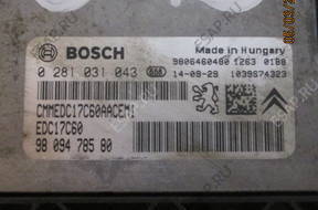 БЛОК УПРАВЛЕНИЯ CITROEN C4 CACTUS 0281031043 9809478580