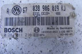 БЛОК УПРАВЛЕНИЯ ДВИГАТЕЛЕМ 1,9TDI 130KM ASZ 038906019KJ VW