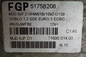 БЛОК УПРАВЛЕНИЯ ДВИГАТЕЛЕМ 1.3 MULTIJET JTD 51758208