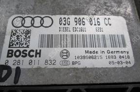 БЛОК УПРАВЛЕНИЯ ДВИГАТЕЛЕМ AUDI A3 8P0 1.9 TDI 70KW 016CC