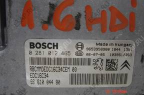 БЛОК УПРАВЛЕНИЯ ДВИГАТЕЛЕМ Peugeot 207 1.6hdi 0281012465