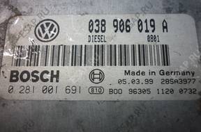 БЛОК УПРАВЛЕНИЯ ДВИГАТЕЛЕМ VW PASSAT B5 1.9 TDI 038906019A