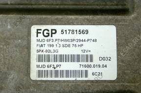 БЛОК УПРАВЛЕНИЯ FIAT GRANDE PUNTO 51781569 FGP MJD 6F3.P7