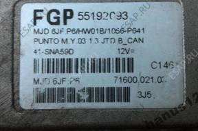 БЛОК УПРАВЛЕНИЯ FIAT PUNTO 1.3 JTD MJD 6JF.P6 55192093