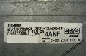 БЛОК УПРАВЛЕНИЯ FORD 3m5112a650ff sim28 s118934002f 4anf