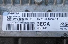 БЛОК УПРАВЛЕНИЯ FORD FOCUS 2.0 5WS40331C-T 7M51-12A650-RA