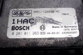 БЛОК УПРАВЛЕНИЯ FORD FOCUS 3m5112a650mc 0281011263 1hac