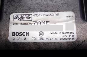 БЛОК УПРАВЛЕНИЯ FORD FOCUS 4m5112a650ye 0281011701 7ame