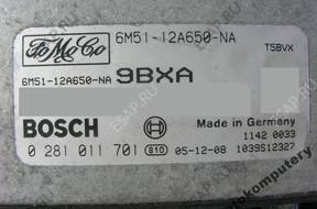 БЛОК УПРАВЛЕНИЯ FORD FOCUS 6m5112a650na 0281011701 9bxa