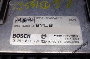 БЛОК УПРАВЛЕНИЯ FORD FOCUS 8m5112a650lb 0281011701 8ylb
