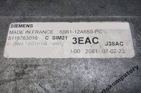 БЛОК УПРАВЛЕНИЯ FORD sim21 s118763016c 6s6112a650pc 3eac