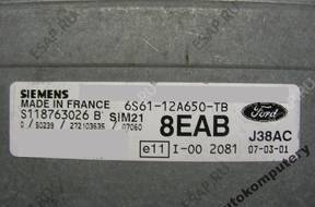 БЛОК УПРАВЛЕНИЯ FORD sim21 s118763026b 6s6112a650tb 8eab