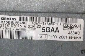 БЛОК УПРАВЛЕНИЯ FORD SIM22 4S6112A650FA S118107016A 5GAA