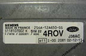 БЛОК УПРАВЛЕНИЯ FORD sim22 s118107002k 2s6a12a650sg 4rov