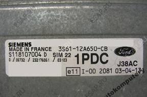 БЛОК УПРАВЛЕНИЯ FORD sim22 s118107004d 3s6112a650cb 1pdc