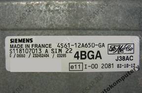БЛОК УПРАВЛЕНИЯ FORD sim22 s118107013a 4s6112a650ga 4bga