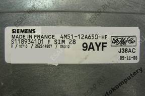 БЛОК УПРАВЛЕНИЯ FORD sim28 s118934101f 4m5112a650hf 9ayf