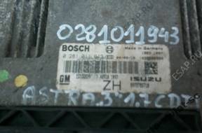 БЛОК УПРАВЛЕНИЯ КОМПЛЕКТ 0281011943 OPEL ASTRA III 1.7CDTI