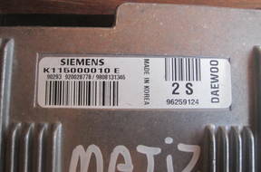 БЛОК УПРАВЛЕНИЯ matiz k115000010 e 96259124 2s